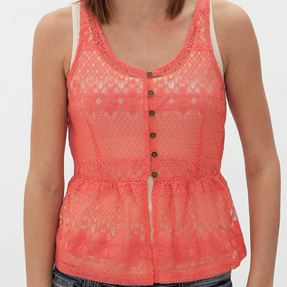 Buckle Pinky lace tank top M pink